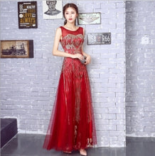 Load image into Gallery viewer, Dark Red Scoop Prom Dresses